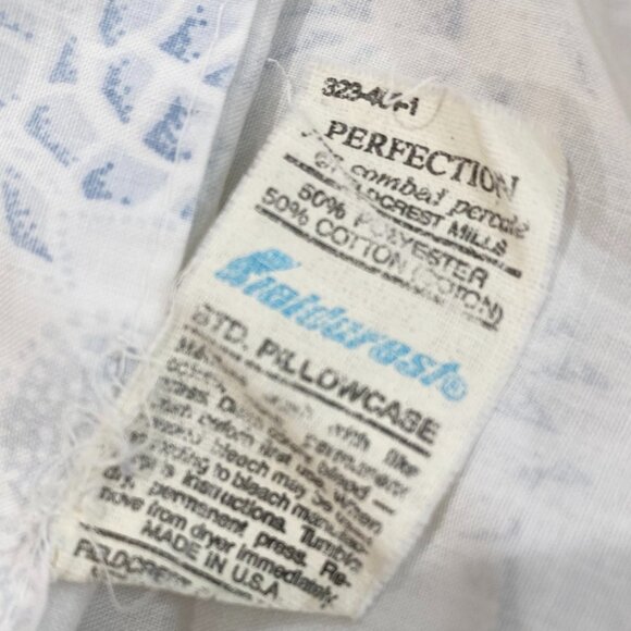 Vintage  Fieldcrest Perfection Pillowcases Set of 2 Standard Blue & White USA - Picture 4 of 7